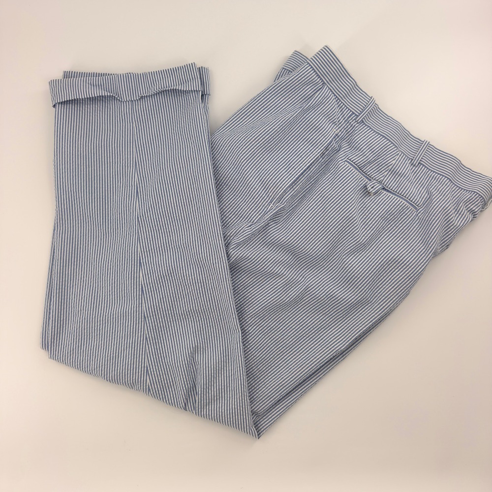 Polo Ralph Lauren Seersucker Trousers Mens 38x30 Blue White Striped Preppy